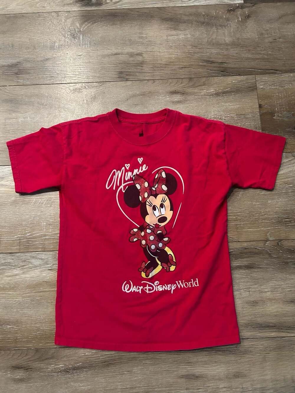 Disney Parks Minnie Mouse Red Glitter Graphic T-Shirt